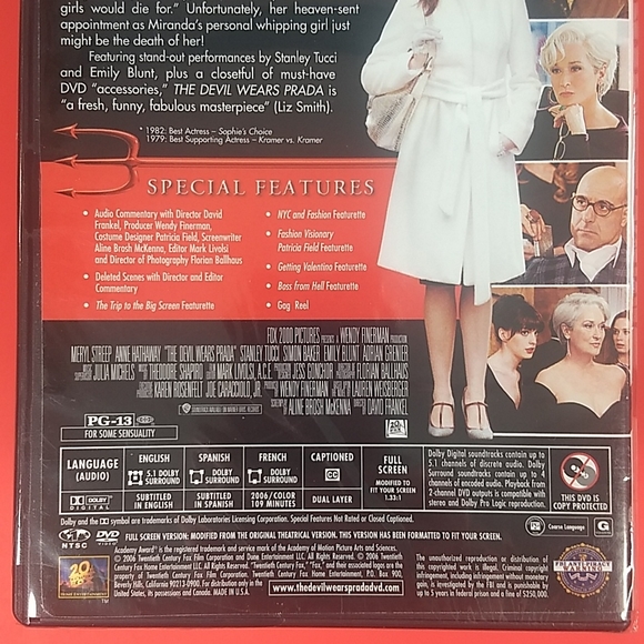 The Devil Wears Prada, Meryl Streep, DVD, Factory Sealed, Mint Condition - Picture 3 of 8